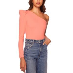 Susana Monaco Pleated One Arm Long Sleeves Tops - Lotus Pink NWT Size Medium